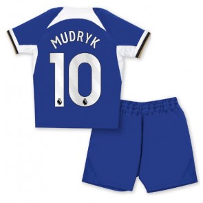 Chelsea Mykhailo Mudryk #10 Hjemmebanesæt Børn 2023-24 Kort ærmer (+ korte bukser)